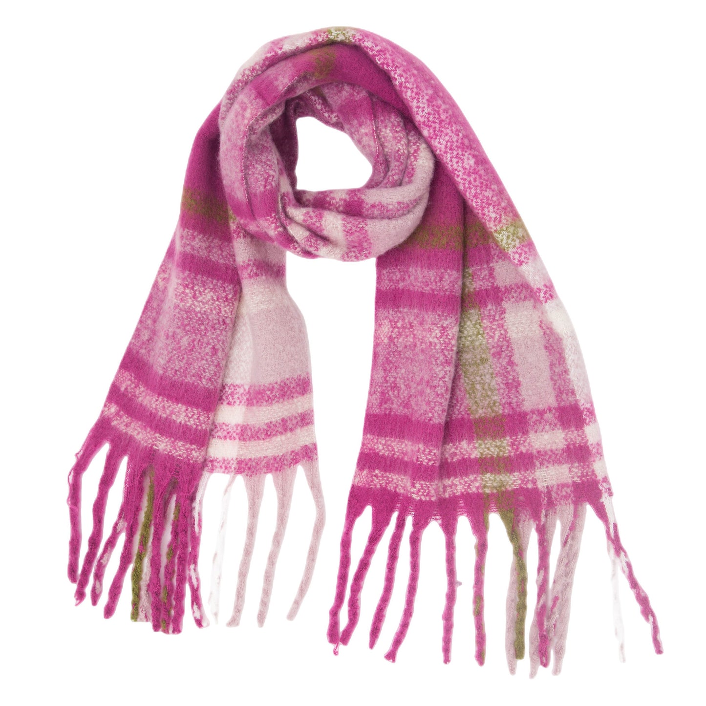 Women's Round Yarn Thickened Thick Tassel Plaid Scarfs