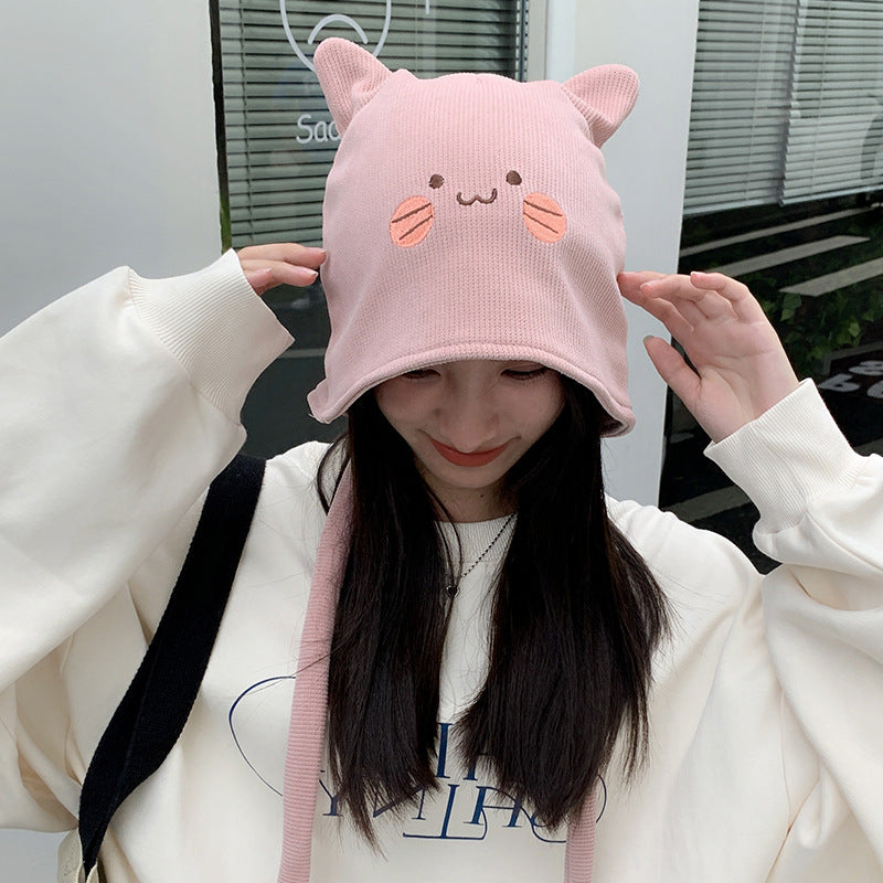 Women's Heap Korean Cute Rabbit Ears Thin Thermal Hats & Caps