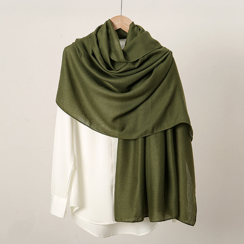 Women's Monochrome Linen Popular Solid Color Cotton Scarfs