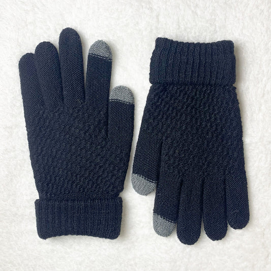 Women's Fleece-lined Thickened Double Screw Mouth Cute Riding Gloves