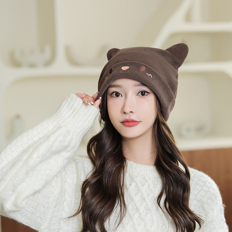 Women's Heap Korean Cute Rabbit Ears Thin Thermal Hats & Caps