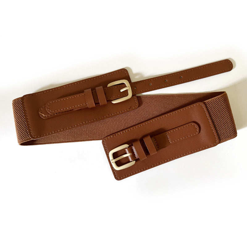 Women's Fashionable Korean Elastic Wide Double Needle Waist Seal Belts