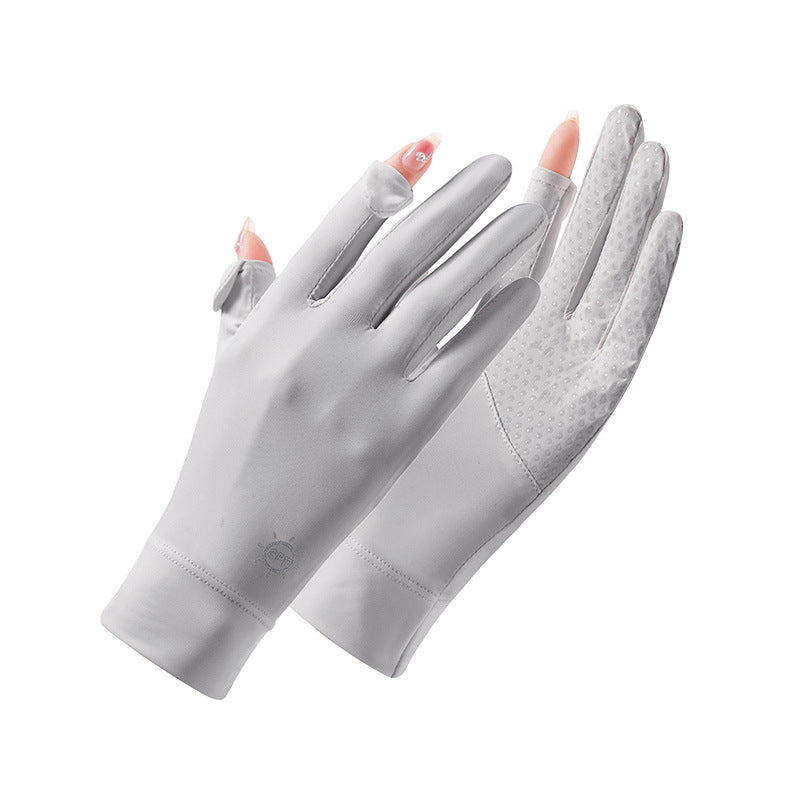 Women's Silk Summer Thin Breathable Driving Touch Screen Gloves