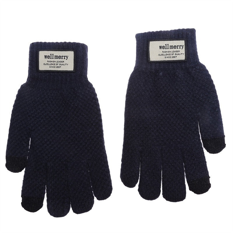 Men's Knitted Plus Size Fleece-lined Thicker Jacquard Gloves