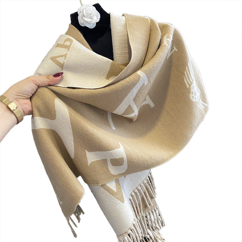 Women's Korean Thick Warm Tassel Shawl Summer Scarfs