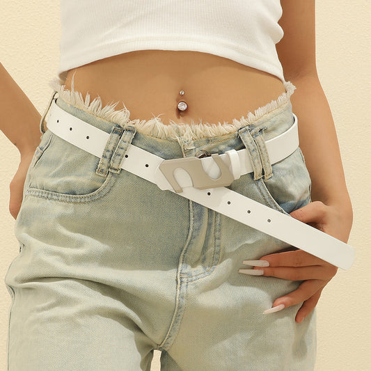 Jeans Female Ornament Casual Smooth Buckle Belts