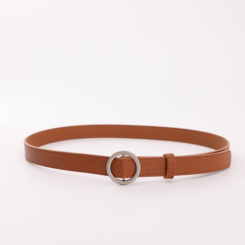 Women's Round Buckle Simple Pant Female Ornament Belts