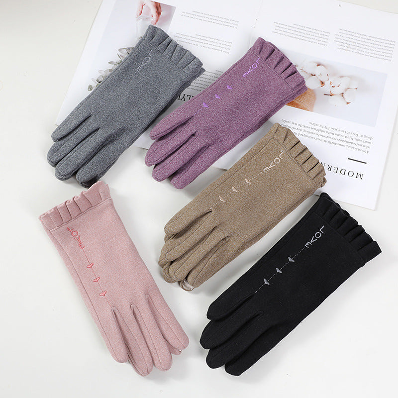 Women's Cycling Driving Touch Screen Fleece-lined Windproof Gloves