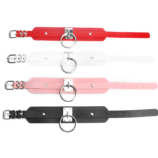 Oversized O-shaped Metal Leather Single Collar Bandana Belts