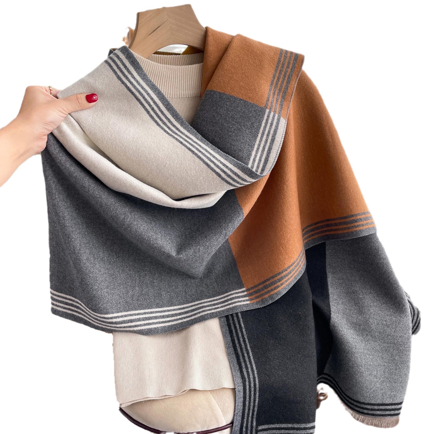 Women's Style Color Matching Fashion Artificial Cashmere Air Scarfs