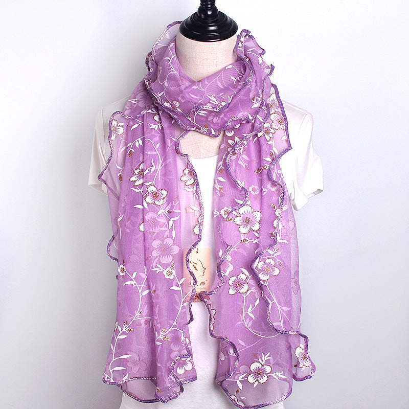 Women's Printed Edge Gilded High Elastic Long Scarfs