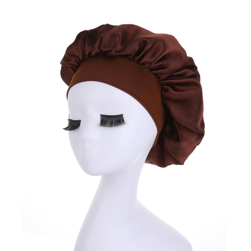 Women's Brim High Elastic Satin Nightcap Beauty Hairdressing Hair Hats & Caps