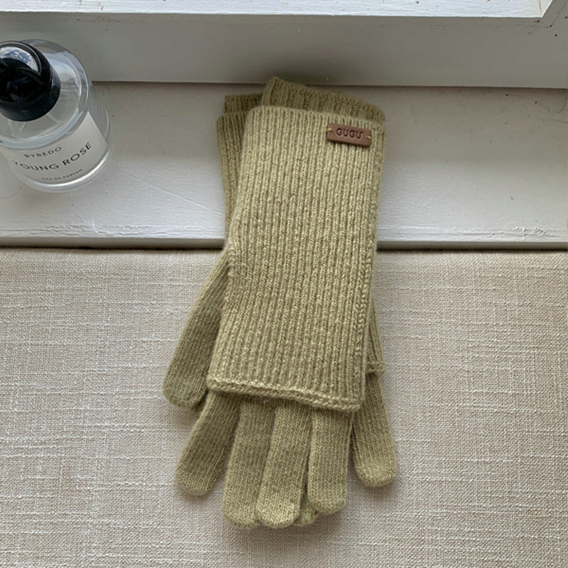 Women's Knitting Wool Split Finger Riding Tide Gloves