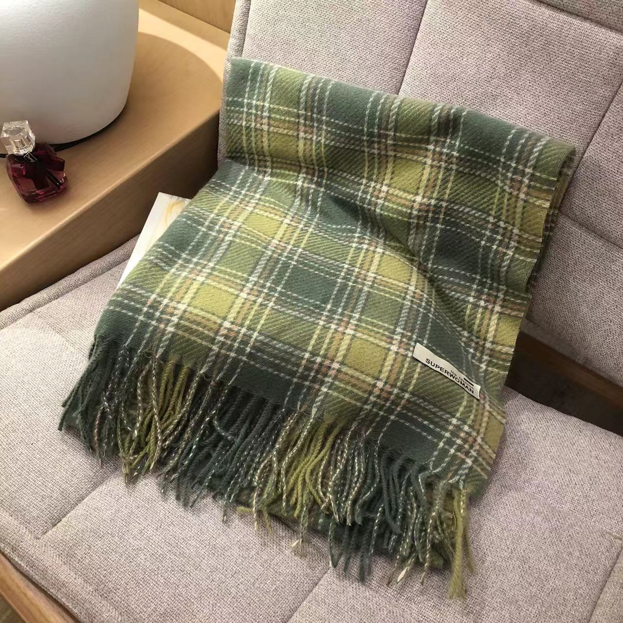 Women's Plaid Artificial Cashmere Thick Warm Shawl Scarfs