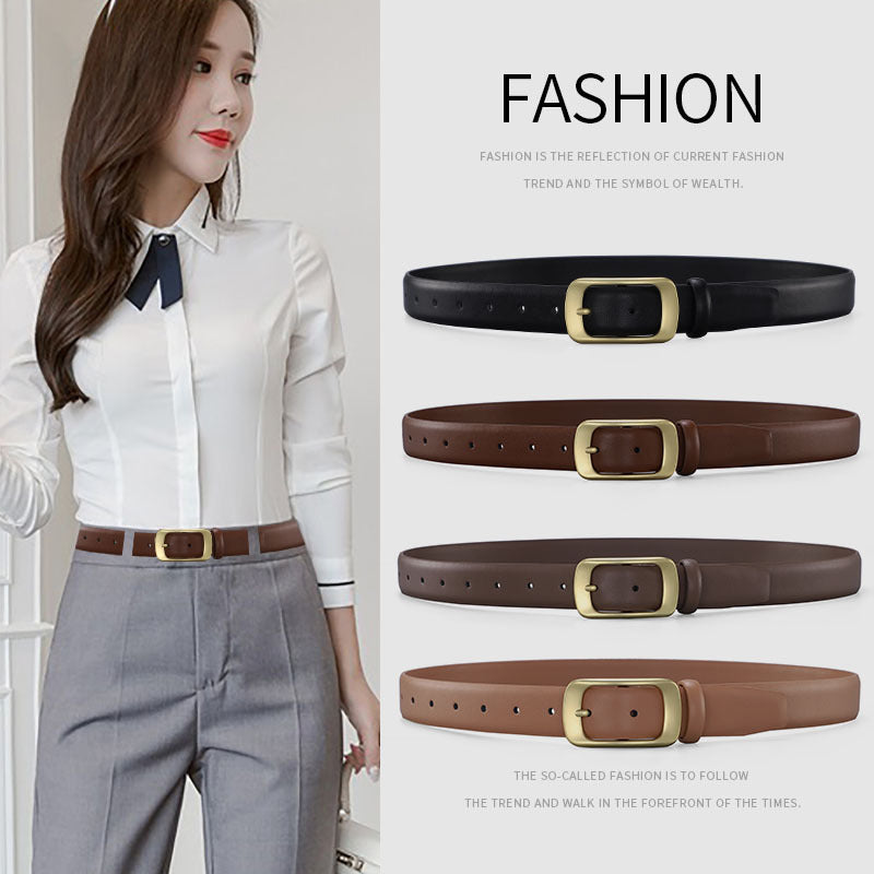 Women's Pin Buckle Pure Cowhide Simple Jeans Suit Belts