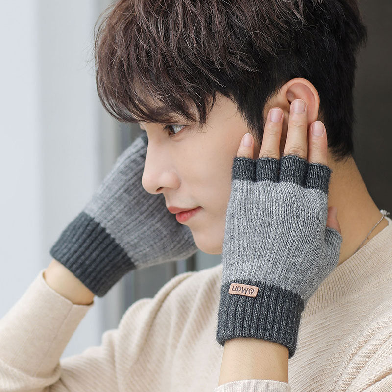 Men's Warm With Veet Thickened Knitting Wool Gloves