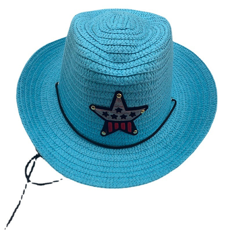 Children's Summer Korean Style Western Cowboy Hat Straw Boys Kids' Headwear