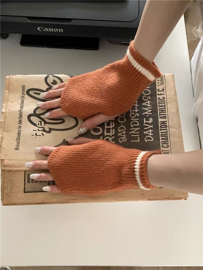 Women's Thickened Half Finger Wool Knitted Fingerless Gloves