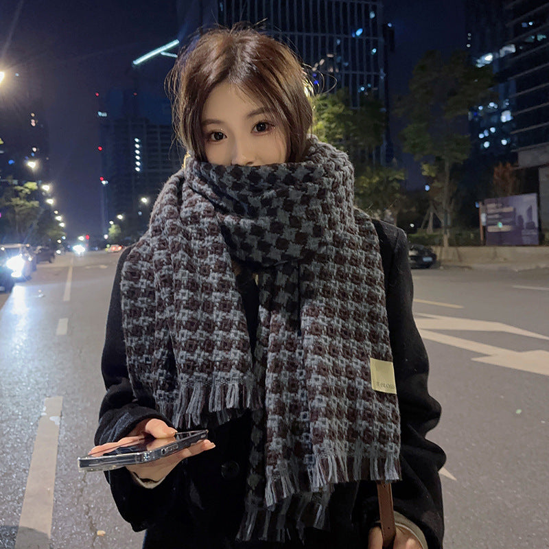 Women's Winter High-grade Plaid Korean Warm Versatile Scarfs