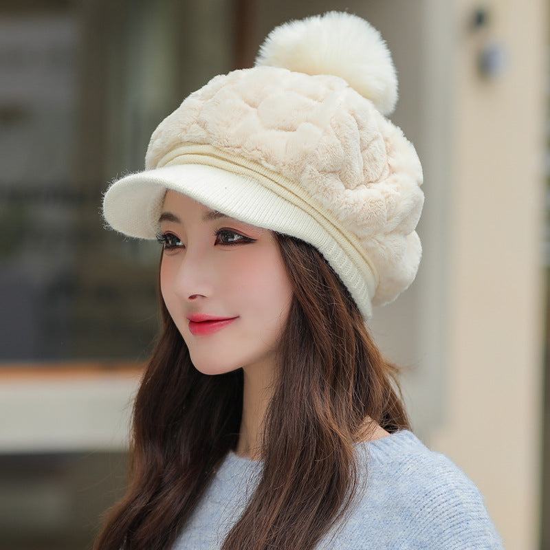 Women's Hat Fashion Rabbit Fur Warm Peaked Hats & Caps