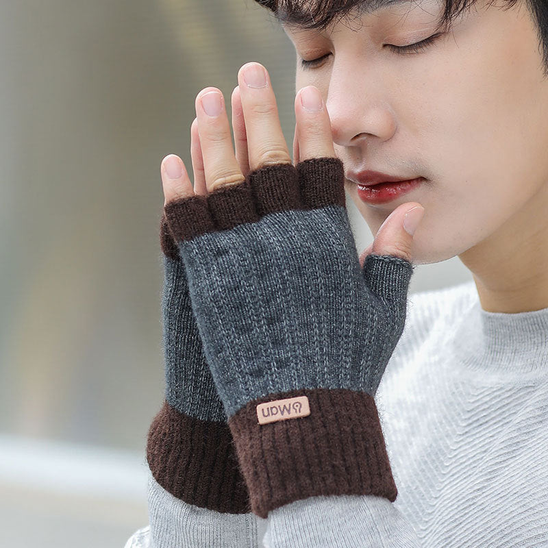 Men's Warm With Veet Thickened Knitting Wool Gloves