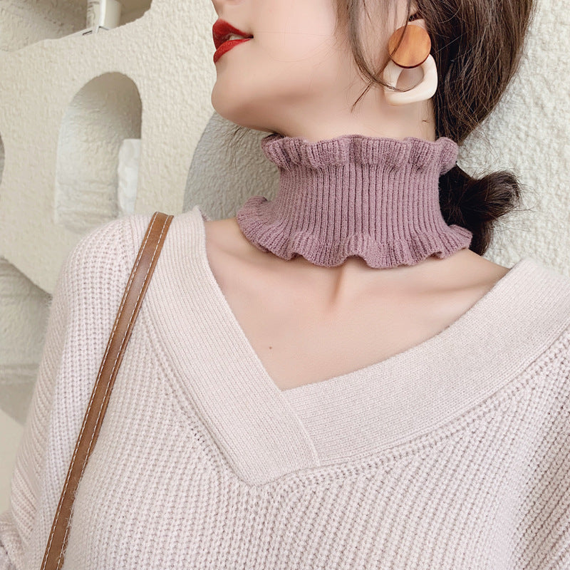 Women's Thin Knitted Closed Toe Pullover Wooden Ear Neck Scarfs