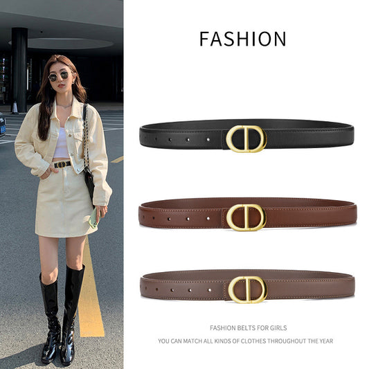 Women's Buckle Thin Simple Letters With Jeans Belts