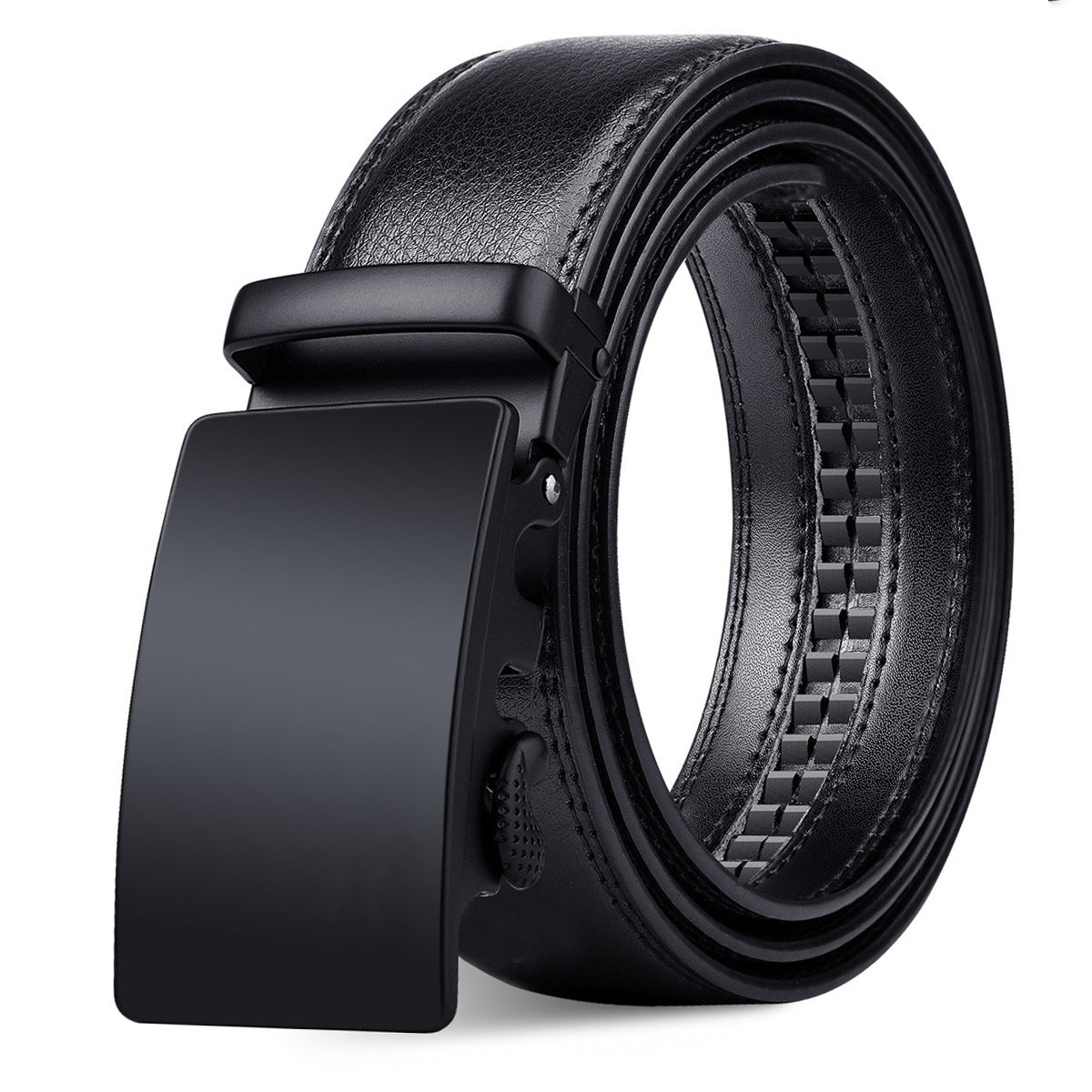 Men's Leather Automatic Buckle Business Cowhide Medium Belts