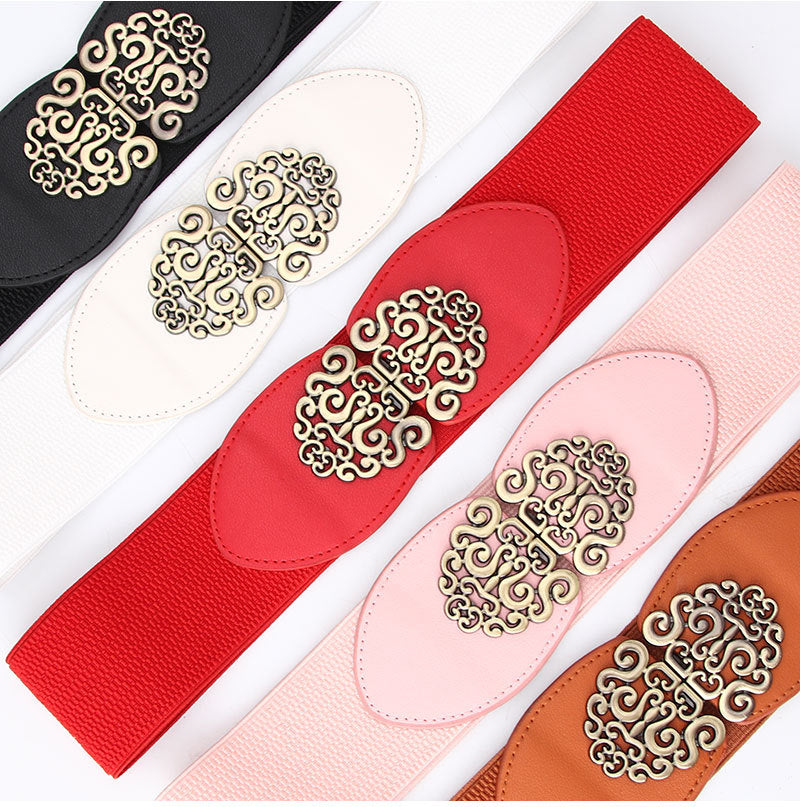 Women's Wide Elastic Decoration With Dress Simple Belts