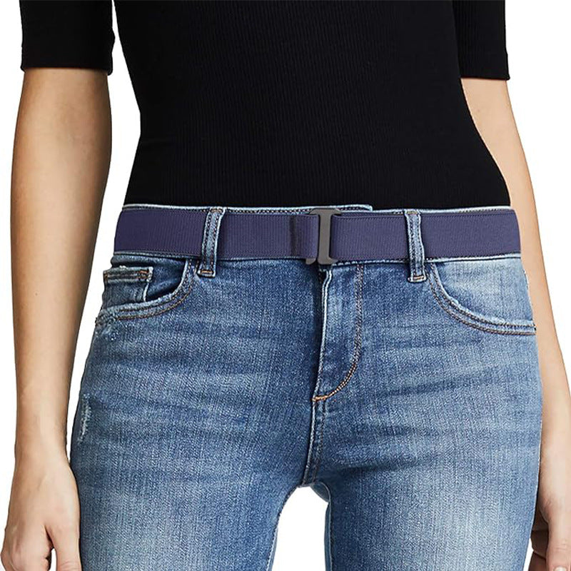 Women's Stretch Elastic Mesh Flat Buckle Jeans Pants Belts