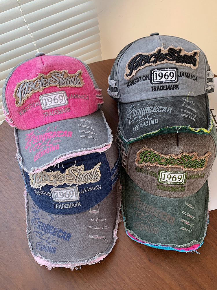 Women's Retro Baseball Distressed Edging Small Peaked Hats & Caps