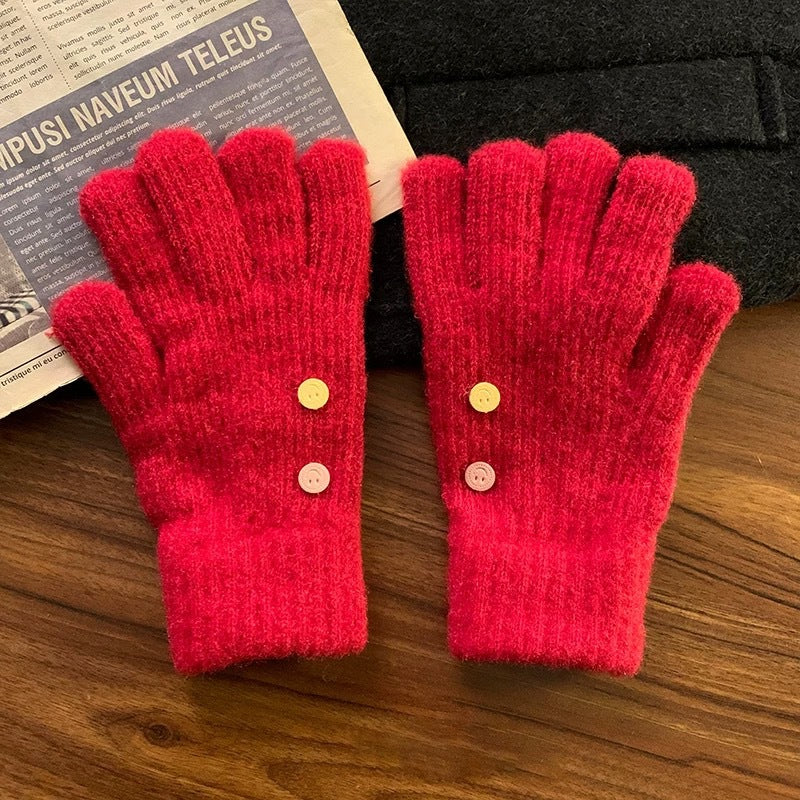 Women's Color Knitted For Winter Riding Cute Gloves