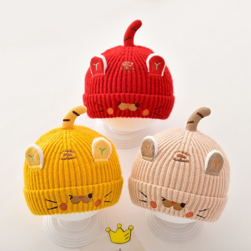 Hat Knitted Male Female Wool Infant Warm Earflaps Kids' Headwear