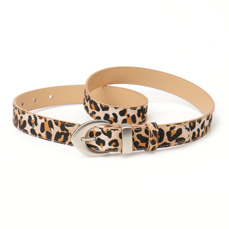 Women's Leather Leopard Print Dress Decorative Band Belts