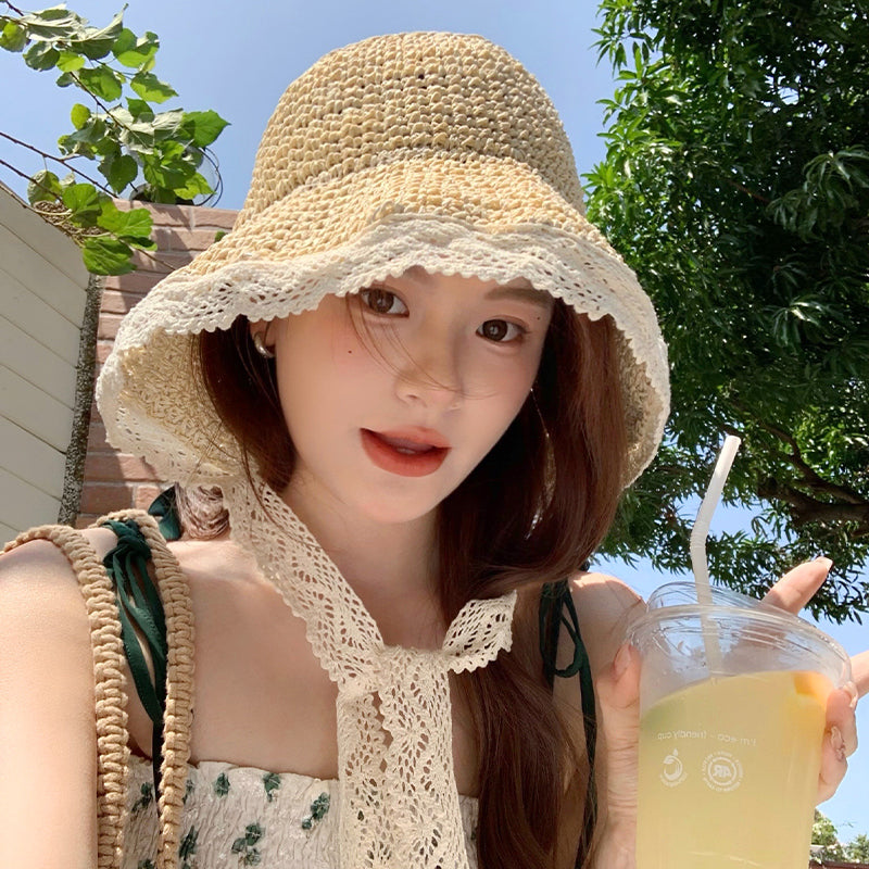 Straw Hat Female Summer Travel Seaside Bucket Hats & Caps