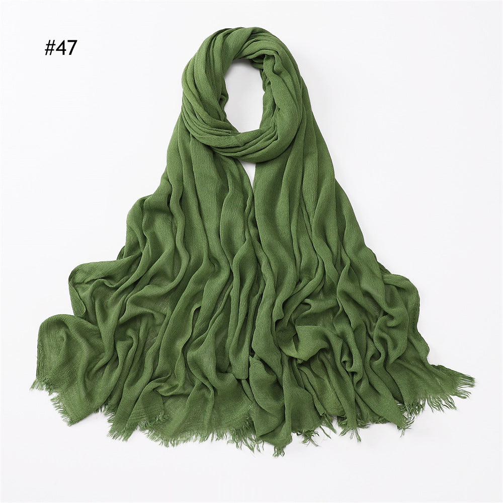 Women's Pleated Solid Color Rayon Split Breathable Scarfs