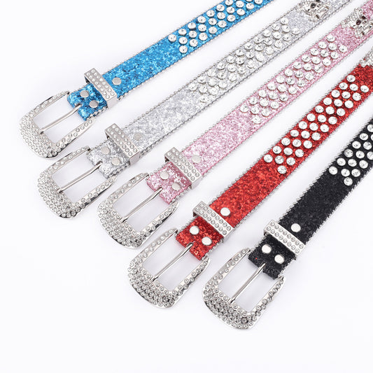 Women's Three-piece Rhinestone Inlaid Decorative Skull Personality Diamond Belts