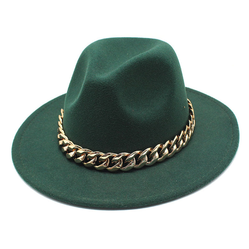 Men's Top Hat Golden Acrylic Chain Fedora Hats & Caps