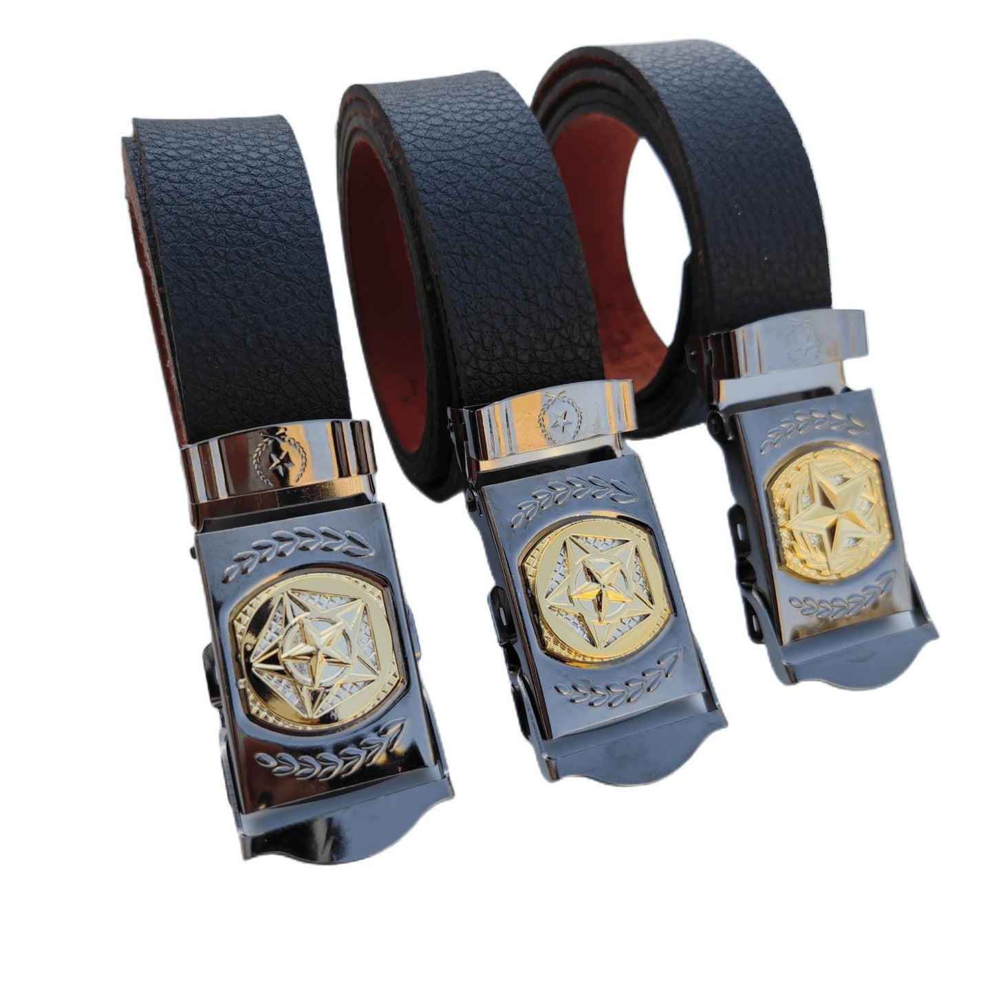 Men's High-grade Snap Button Green Business Military Belts