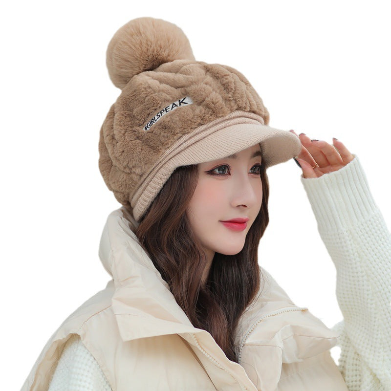 Women's Hat Fashion Rabbit Fur Warm Peaked Hats & Caps