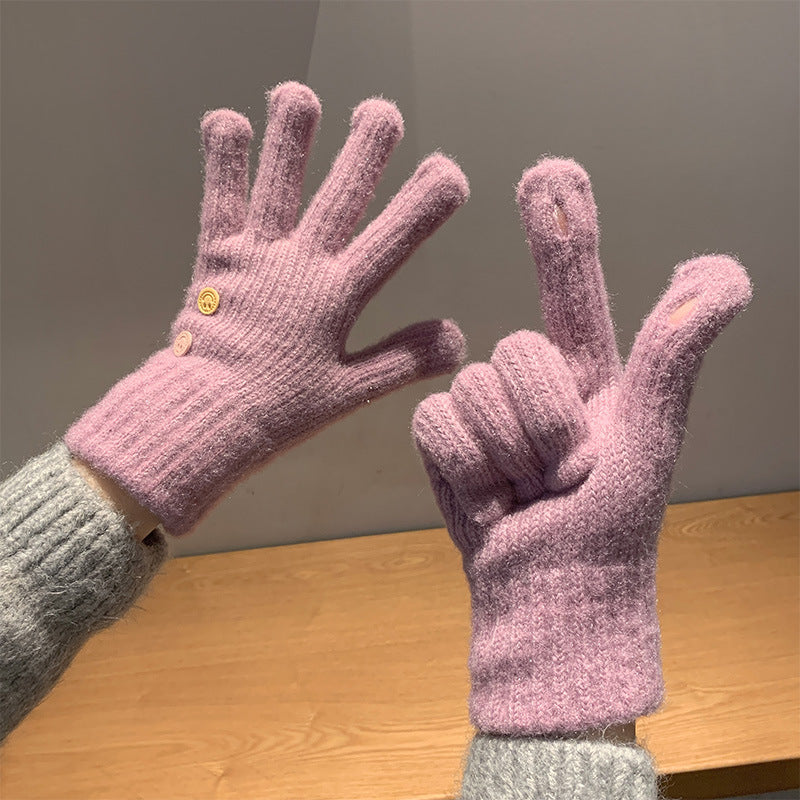 Women's Color Knitted For Winter Riding Cute Gloves