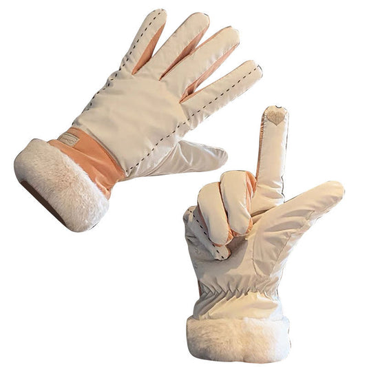 Women's Long Finger Fleece-lined Thickening Thermal Windproof Gloves