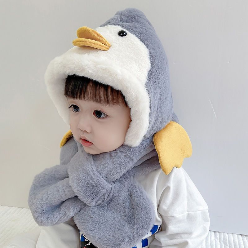 Hat Integrated Face Care Plush Infant Earmuffs Fleece-lined Thickened Kids' Headwear