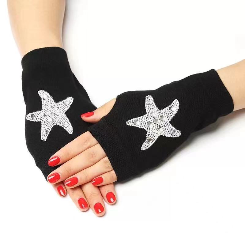 Women's & Men's Sailor Dance Open Finger Rivet Knitting Gloves