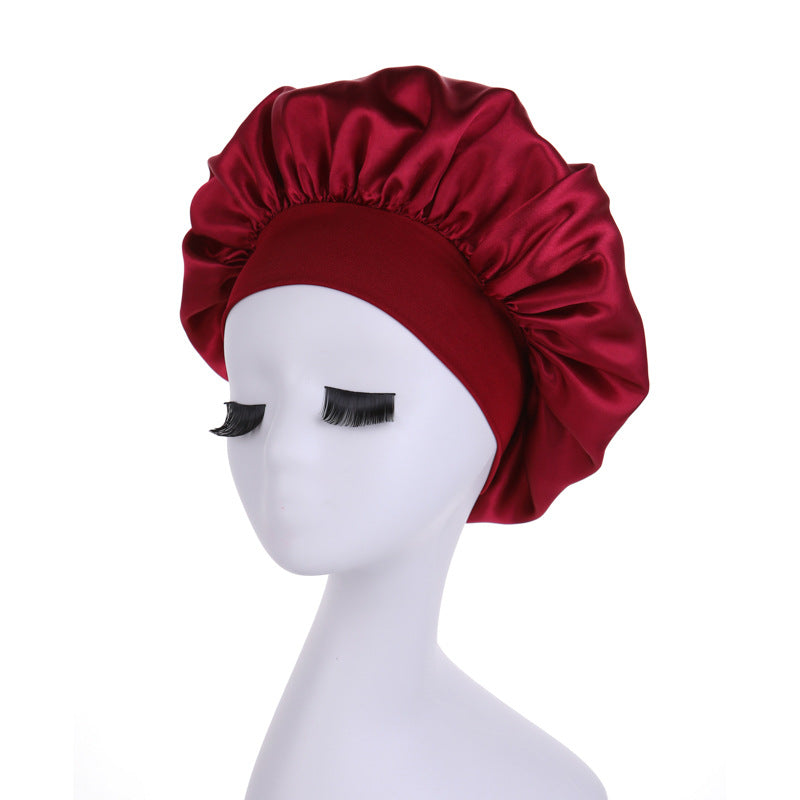 Women's Brim High Elastic Satin Nightcap Beauty Hairdressing Hair Hats & Caps