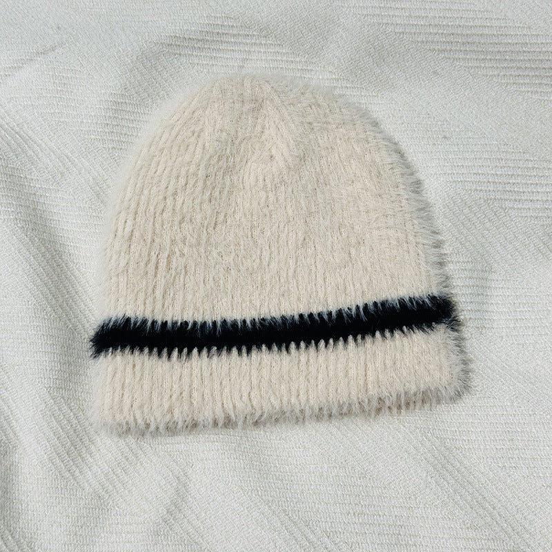 Model Striped Woolen Female Atmosphere Soft Hats & Caps