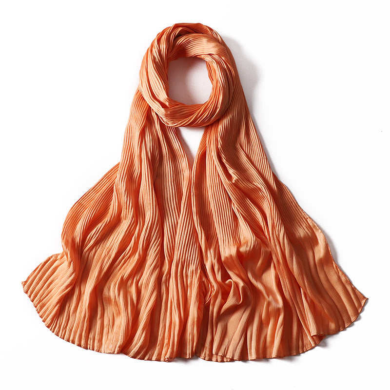 Women's Natural Wrinkle Bright Crumpled Headscarf Casual Travel Scarfs