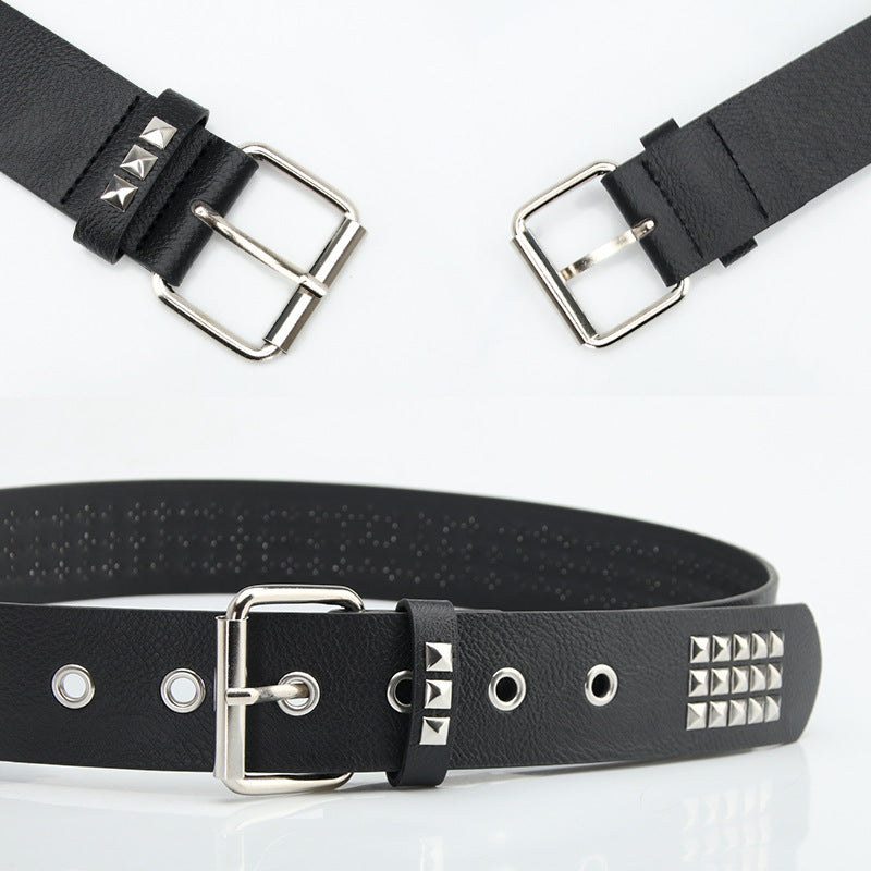 Women's & Men's Fashionable Retro Square Bead Pyramid Punk Belts