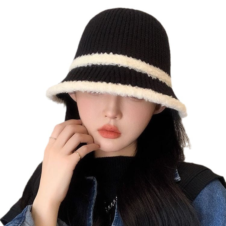 Women's Bucket Hat Warm Sunshade Knitted Style Lamb Hats & Caps