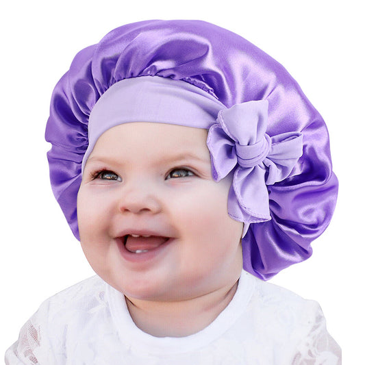 Children's Silk Ribbon Tam-o'-shanter Satin Nightcap Knotted Kids' Headwear